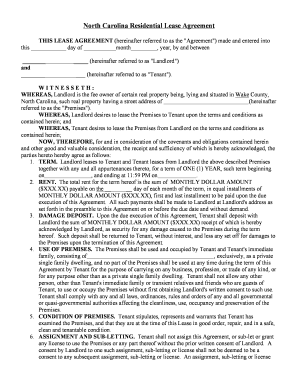 North Carolina Residential Lease Agreement
