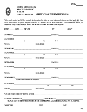 American Legion Auxiliary Unit Officer Certification
