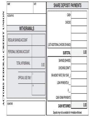 Bank Account Transaction Form