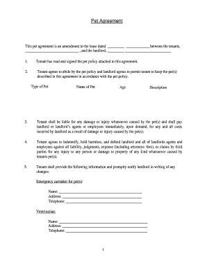 Pet Agreement Amendment
