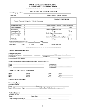 Residential Lease Application