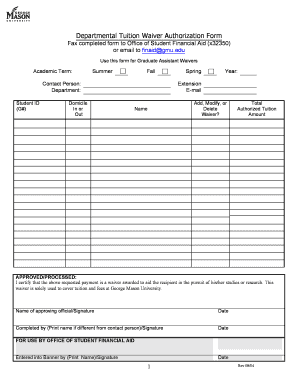 Departmental Tuition Waiver Authorization Form
