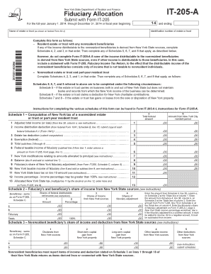 New York State Fiduciary Allocation Form IT-205-A