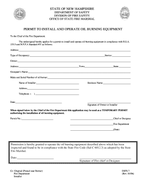 New Hampshire Oil Burning Equipment Permit