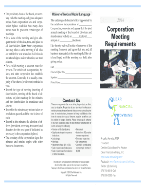 Corporation Meeting Waiver of Notice