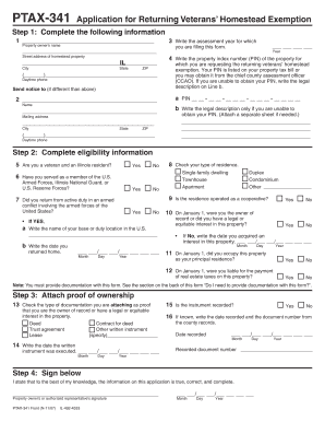 Illinois Returning Veterans' Homestead Exemption Application