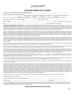 Customs Power of Attorney