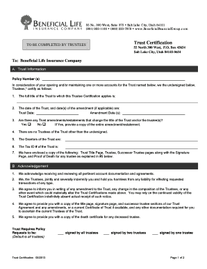 Trust Certification Form