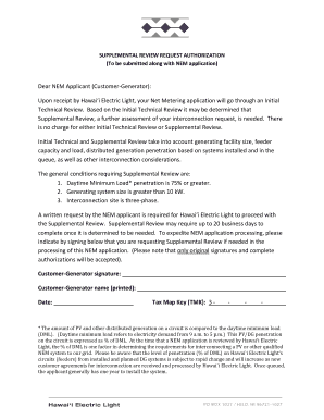 Supplemental Review Request Authorization