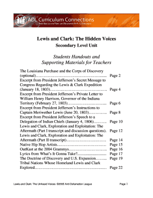 Louisiana Purchase and Corps of Discovery Teacher Handouts
