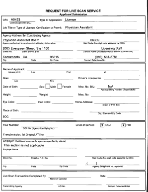 Request for Live Scan Service