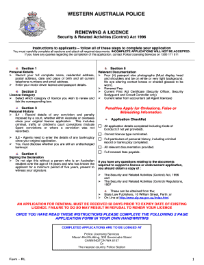 Western Australia Police Security Licence Renewal Application