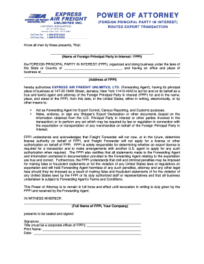 Power of Attorney for Foreign Principal Party in Interest