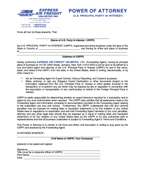 Power of Attorney for Export Control