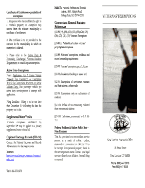 Veterans Property Tax Exemption Application