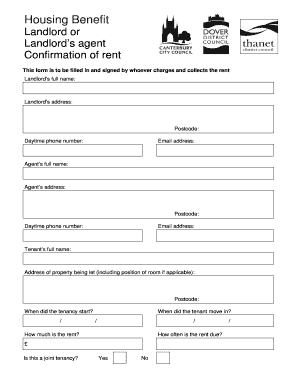 UK Housing Benefit Confirmation of Rent Form