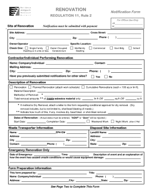 Asbestos Renovation Notification Form