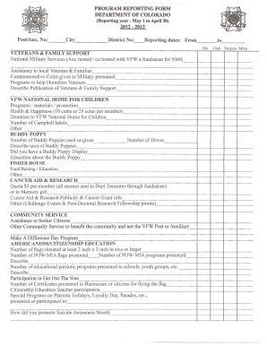 VFW Program Reporting Form