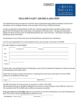 Fellow's Gift Aid Declaration