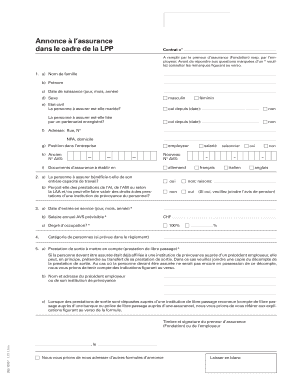 Annonce à l’assurance dans le cadre de la LPP