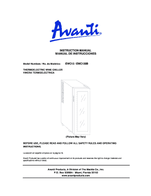 Avanti Wine Chiller Registration Form