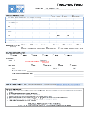 Autism Speaks Donation Form