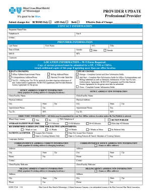 Blue Cross & Blue Shield of Mississippi Provider Update Form