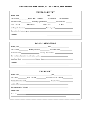 Fire Drill and False Alarm Report