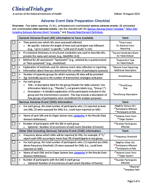 Adverse Event Data Preparation Checklist - PRS Information - prsinfo clinicaltrials