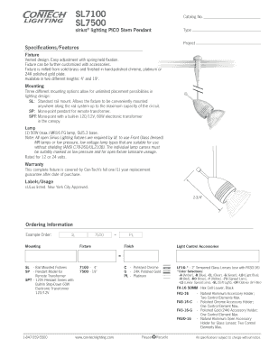 Sirius Lighting Pico Stem Pendant Specifications