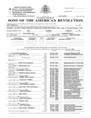 Sons of the American Revolution Membership Application