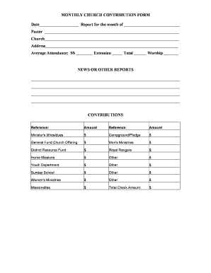 Monthly Church Contribution Form