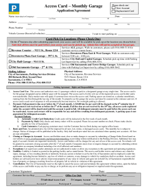 Sacramento Monthly Garage Access Card Application