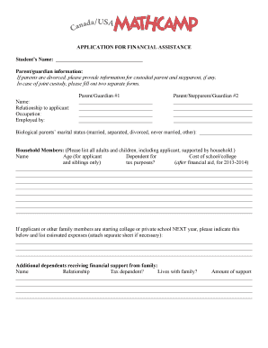 Application for Financial Assistance