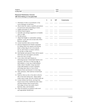 Procedure Checklist for Making an Occupied Bed