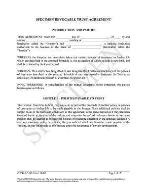 Business trust agreement template - Specimen Revocable Trust Agreement - First Financial Tax Group - fftaxgroup