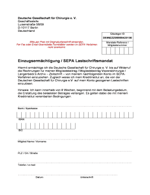 Einzugsermächtigung / SEPA Lastschriftsmandat