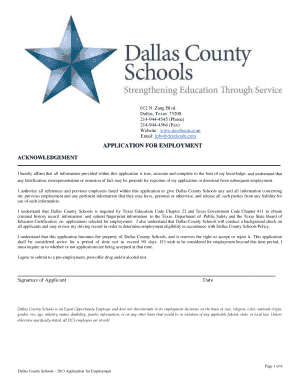 Dallas County Schools Employment Application