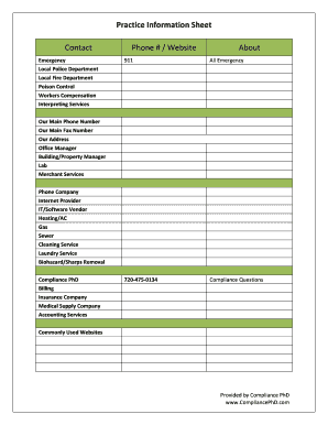 Practice Information Sheet