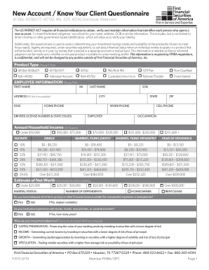 US PATRIOT ACT Know Your Client Questionnaire