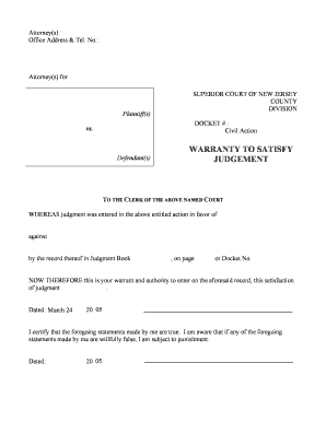 Warranty to Satisfy Judgment