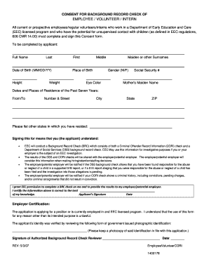 Consent for Background Record Check