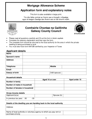 Mortgage Allowance Scheme Application Form