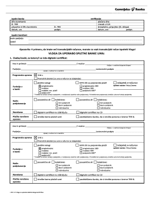 Slovenian Online Banking Application Form