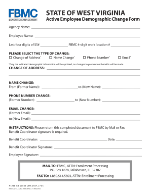 West Virginia Employee Demographic Change Form