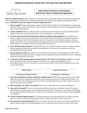 GRACE Scholars Scholarship Application