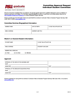 Fillable Online graduate asu Committee Approval Request Individual ...