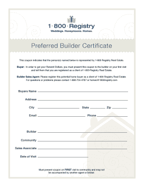 Preferred Builder Certificate