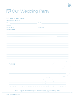 Wedding Party Information Form