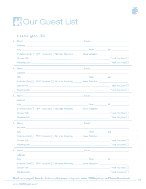 Wedding Guest List Form